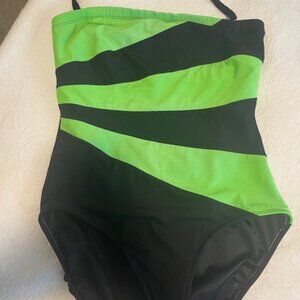 Women's "Longitude" Brand Green/Black Swimsuit